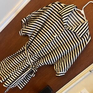 SHEIN Black and White Striped Jumpsuit